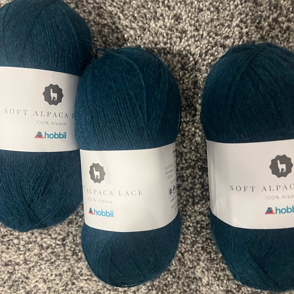 Hobbii Soft Alpaca Lace Yarn - # 33Deep Teal - 3 skeins